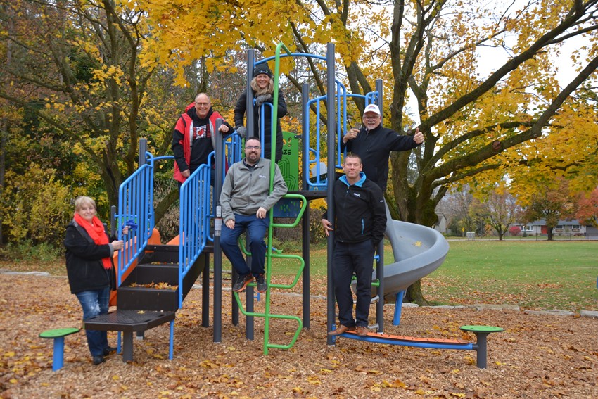 Town Council inspects the new playground equipment in Elliott Fairbairn Park